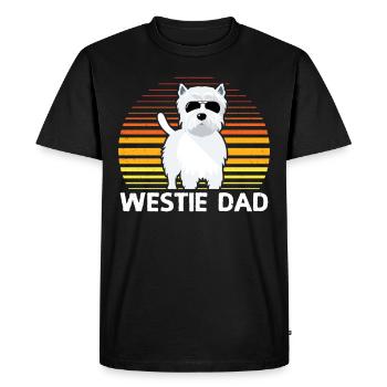 Papa de Westie | West Highland White Terrier Cadeau - T-shirt Premium bio Homme - noir - Devant - Nico (187cm)