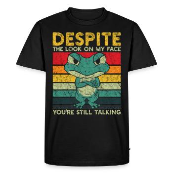 Malgré le regard sur mon Sarkas toujours parlant - T-shirt Premium bio Homme - noir - Devant - Nico (187cm)