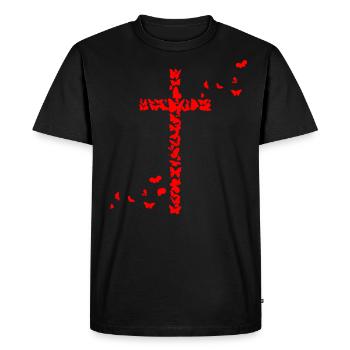 Jésus Chrétiens Chrétiens Chrétiens Papillons Croix - T-shirt Premium bio Homme - noir - Devant - Nico (187cm)