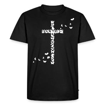 Jésus Chrétiens Chrétiens Chrétiens Papillons Croix - T-shirt Premium bio Homme - noir - Devant - Nico (187cm)