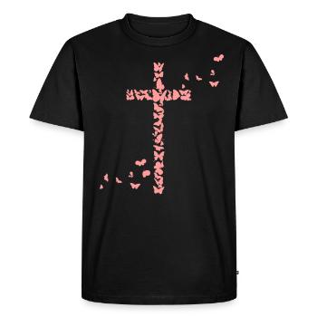 Jésus Chrétiens Chrétiens Chrétiens Papillons Croix - T-shirt Premium bio Homme - noir - Devant - Nico (187cm)