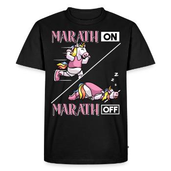 Marathon Einhorn Athlétisme Marathonien - T-shirt Premium bio Homme - noir - Devant - Nico (187cm)