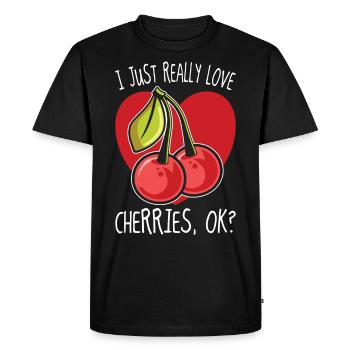 I Just Really Love Cherries Ok Cherry Gift - Men's Premium Organic T-Shirt - black - Front - Nico (187cm)