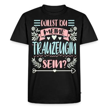 Veux-tu être Mon témoin d’mariage - T-shirt Premium bio Homme - noir - Devant - Nico (187cm)