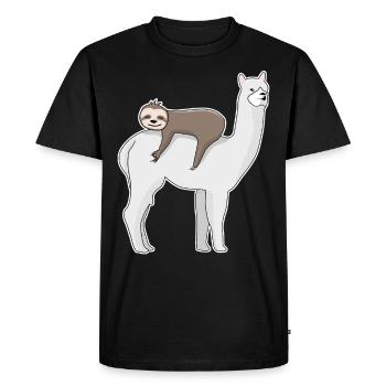 Looked in Sloth Alpaca Looked in - Men's Premium Organic T-Shirt - black - Front - Nico (187cm)