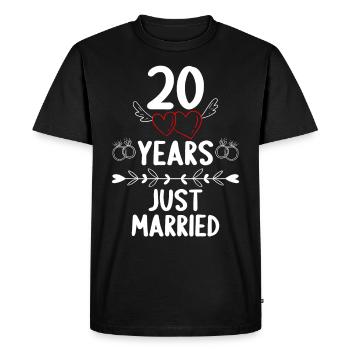 20 ans 20 Yaers just married 20 ans de mariage - T-shirt Premium bio Homme - noir - Devant - Nico (187cm)