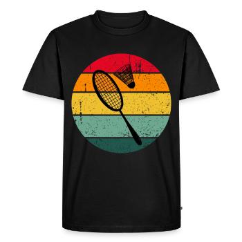 Vintage Retro Badminton Badminton Gift Idea - Men's Premium Organic T-Shirt - black - Front - Nico (187cm)