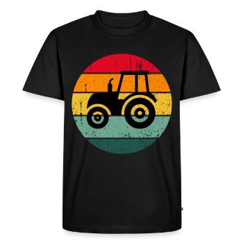 Vintage Retro Tractor Farmer Farm Gift - Men's Premium Organic T-Shirt - black - Front - Nico (187cm)
