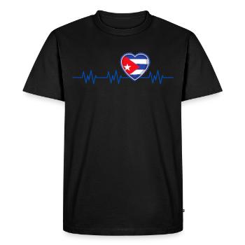 Cuba Coeur drapeau Pouls Cuban - T-shirt Premium bio Homme - noir - Devant - Nico (187cm)