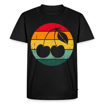 Vintage Retro Cherry Fruit Fruit Gift - Men's Premium Organic T-Shirt - black - Front - Nico (187cm)
