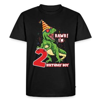 Kids 2 Years Old Dinosaur Birthday 2 Party - Men's Premium Organic T-Shirt - black - Front - Nico (187cm)
