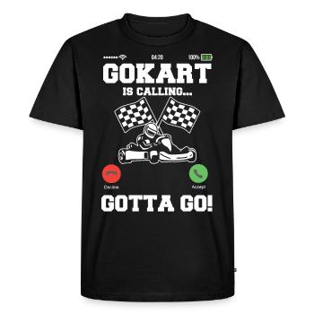 Mon karting appelle le circuit de karting - T-shirt Premium bio Homme - noir - Devant - Nico (187cm)
