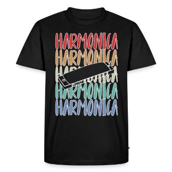 Harmonica Harmonica Player Vintage - Men's Premium Organic T-Shirt - black - Front - Nico (187cm)