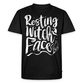 Halloween Funny Resting witch face - Men's Premium Organic T-Shirt - black - Front - Nico (187cm)