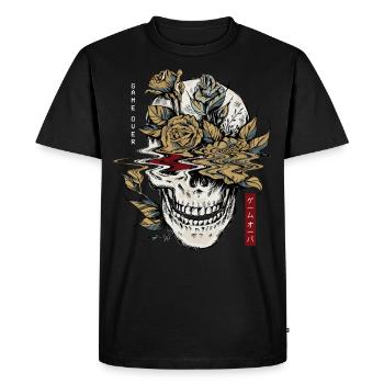 Edgy Crâne et Flowers Game Over Goth Vaporwave - T-shirt Premium bio Homme - noir - Devant - Nico (187cm)