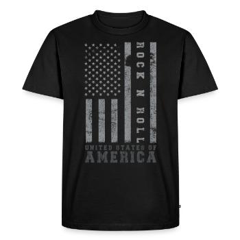 Rock N Roll United States Amérique Drapeau USA - T-shirt Premium bio Homme - noir - Devant - Nico (187cm)