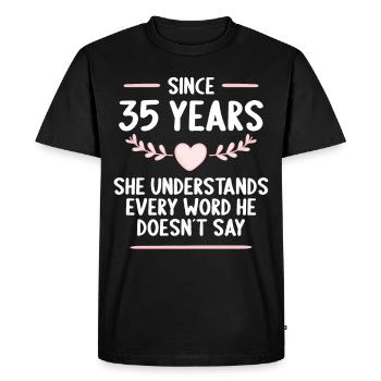 35 ans de mariage 35 ans - T-shirt Premium bio Homme - noir - Devant - Nico (187cm)