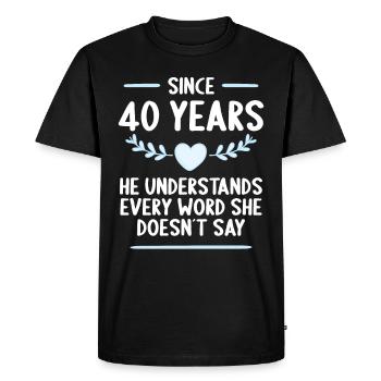 40 ans de mariage 40 ans - T-shirt Premium bio Homme - noir - Devant - Nico (187cm)