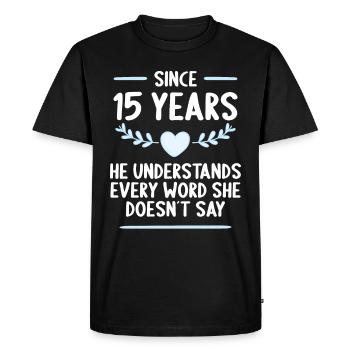 15 years married 15th wedding anniversary - Men's Premium Organic T-Shirt - black - Front - Nico (187cm)