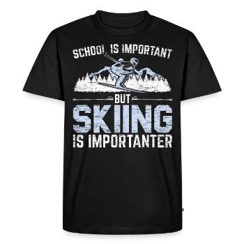 L’école est importante Le ski est plus important - T-shirt Premium bio Homme - noir - Devant - Nico (187cm)