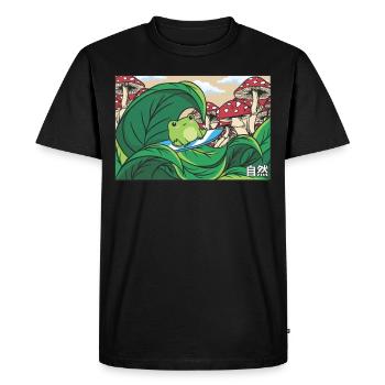 Cottagecore Aesthetic Frog Surfer Mushroom Kawaii - Men's Premium Organic T-Shirt - black - Front - Nico (187cm)