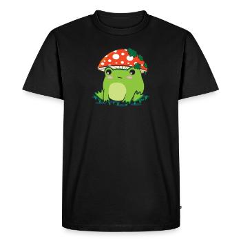 Cottagecore Aesthetic Frog Mushroom Goblincore - Men's Premium Organic T-Shirt - black - Front - Nico (187cm)