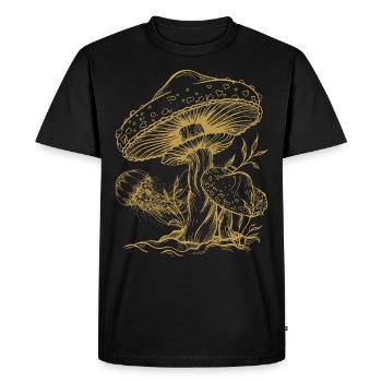 Cottagecore Aesthetic Mushroom Jellyfish Mycology - Men's Premium Organic T-Shirt - black - Front - Nico (187cm)