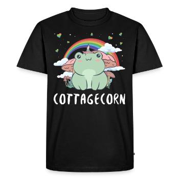 Cottagecore Aesthetic Kawaii Grenouille Unicorn - T-shirt Premium bio Homme - noir - Devant - Nico (187cm)