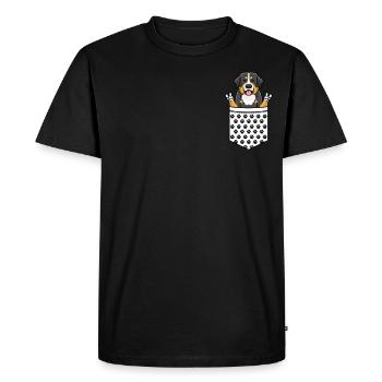 Chien de chien de chien bernois dans la poche thoracique - T-shirt Premium bio Homme - noir - Devant - Nico (187cm)