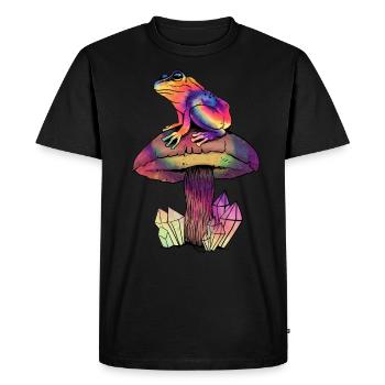 Cottagecore Aesthetic Psychedelic Frog Mushroom - Men's Premium Organic T-Shirt - black - Front - Nico (187cm)
