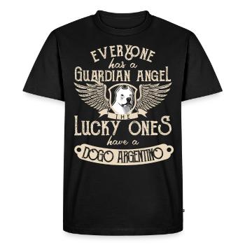 Dogo Argentino avec ange gardien sort - T-shirt Premium bio Homme - noir - Devant - Nico (187cm)