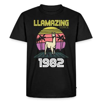 Llamazing Since millésime 1982 anniversaire 39 ans - T-shirt Premium bio Homme - noir - Devant - Nico (187cm)