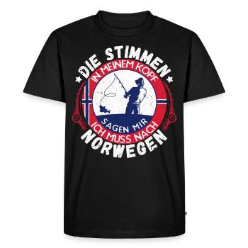 Angeln Norwegen - Männer Premium Bio T-Shirt - Schwarz - Vorne - Nico (187cm)