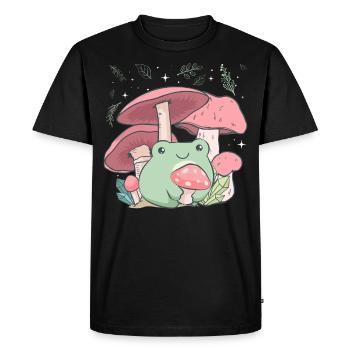 Cottagecore Esthétique Frog Mushroom Hug - T-shirt Premium bio Homme - noir - Devant - Nico (187cm)