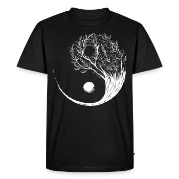 Cottagecore Esthétique Ying Yang Tai Chi Goblincore - T-shirt Premium bio Homme - noir - Devant - Nico (187cm)