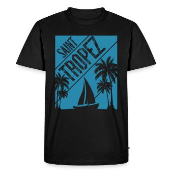 Saint Tropez Sailing Palms - Men's Premium Organic T-Shirt - black - Front - Nico (187cm)