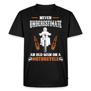 Ne sous-estimez jamais un vieil homme sur une moto - T-shirt Premium bio Homme - noir - Devant - Nico (187cm)