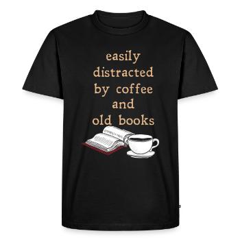 Dark Academia Aesthetic Lustig Coffee And Books - Men's Premium Organic T-Shirt - black - Front - Nico (187cm)