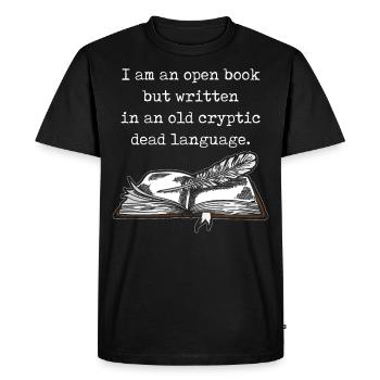 Dark Academia Aesthetic I Am An Open Book Texte - T-shirt Premium bio Homme - noir - Devant - Nico (187cm)