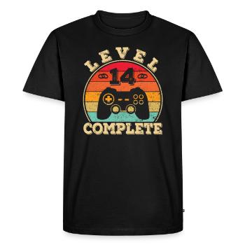 14 ans de mariage 14 ans de mariage Mariage d’ivoire - T-shirt Premium bio Homme - noir - Devant - Nico (187cm)