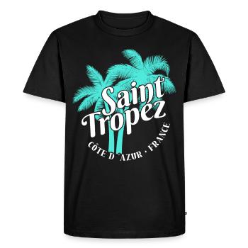 Saint Tropez Côte D Azur France Beach - T-shirt Premium bio Homme - noir - Devant - Nico (187cm)