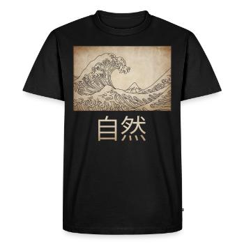 Dark Academia Aesthetic Great Wave Off Kanagawa - Men's Premium Organic T-Shirt - black - Front - Nico (187cm)