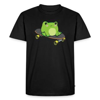Cottagecore Aesthetic Kawaii Skateboarding Frog - Men's Premium Organic T-Shirt - black - Front - Nico (187cm)