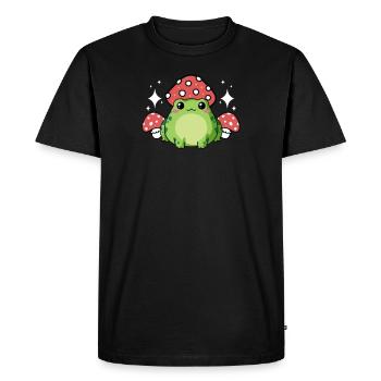 Cottagecore Aesthetic Frog Strawberry Hat Mushroom - Men's Premium Organic T-Shirt - black - Front - Nico (187cm)