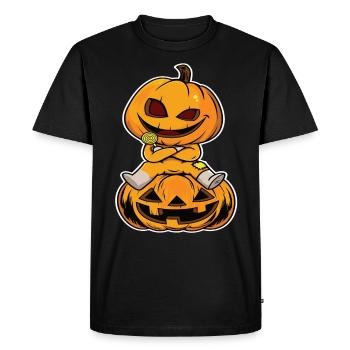 Citrouille Halloween - T-shirt Premium bio Homme - noir - Devant - Nico (187cm)