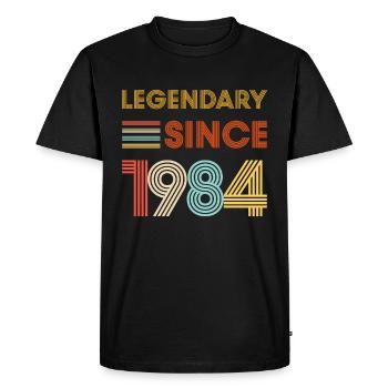 Vintage Legendary since 1984 birthday - Men's Premium Organic T-Shirt - black - Front - Nico (187cm)