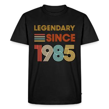 Vintage Legendary since 1985 birthday - Men's Premium Organic T-Shirt - black - Front - Nico (187cm)