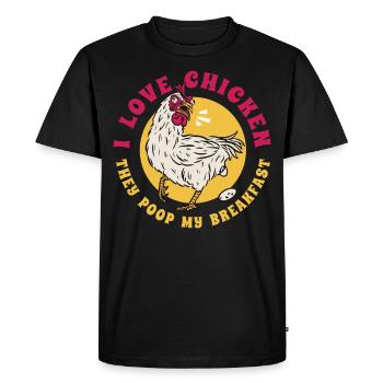 Poulet poulet i Love poulet propriétaire de poulet - T-shirt Premium bio Homme - noir - Devant - Nico (187cm)