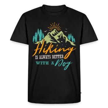 Funny Hiking Hiking with dog - Men's Premium Organic T-Shirt - black - Front - Nico (187cm)