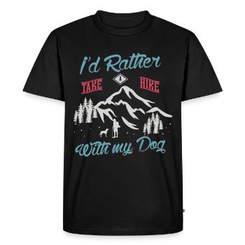 Funny Hiking Hiking with dog - Men's Premium Organic T-Shirt - black - Front - Nico (187cm)